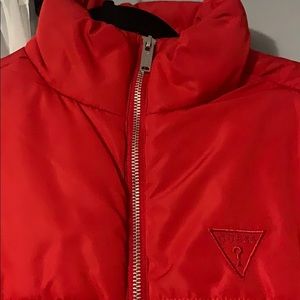 A GUESS red puffer jacket